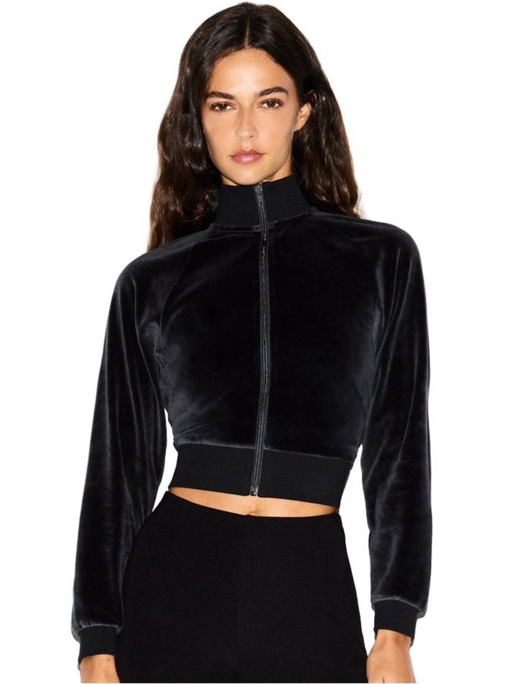 Skims Medium Velour Track Jacket Zip Up Mock Neck